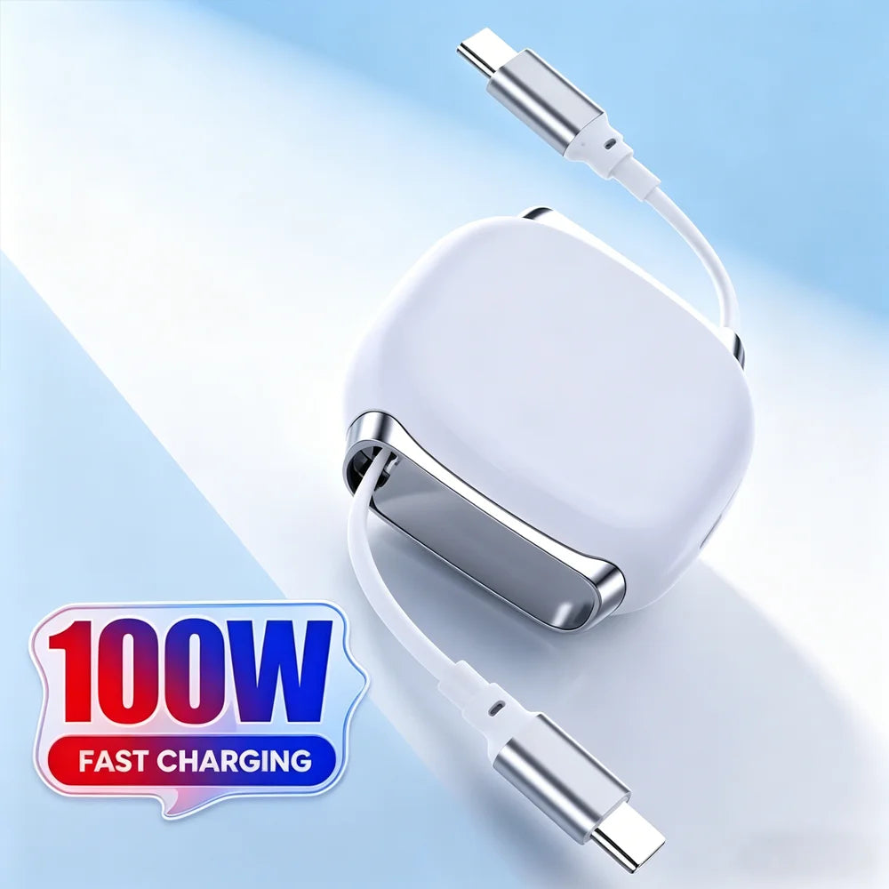 100W Retractable USB-C Fast Charging Cable – 1M PD Type C USB-C Charging Cable Zpaxo