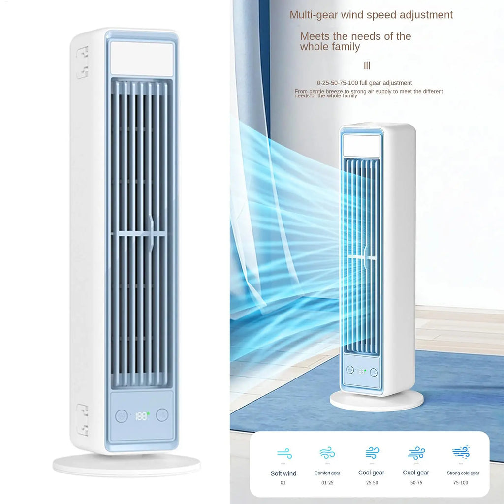 LED Tower Fan Remote Control USB Charging Oscillating Bladeless Wall