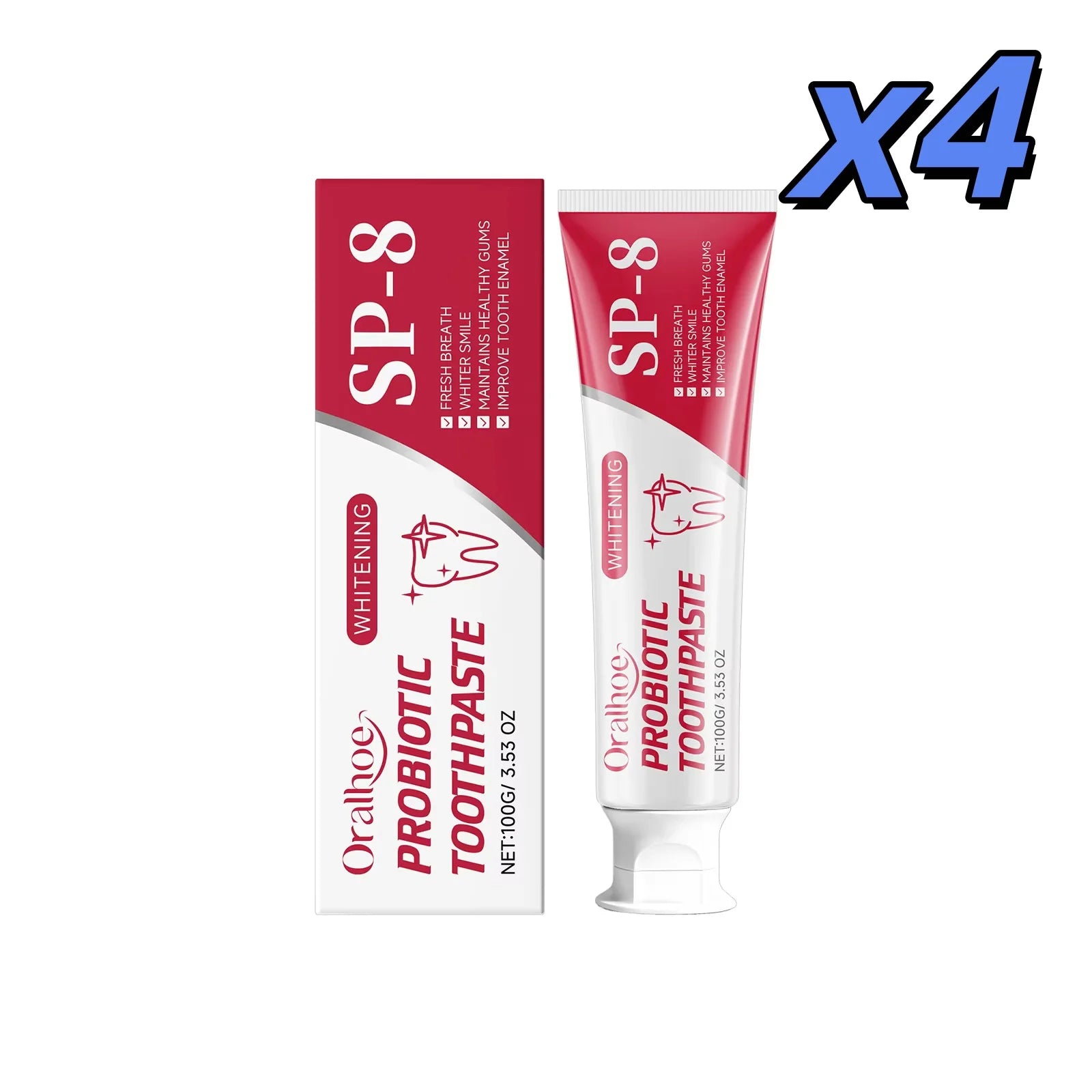 Oralhoe Probiotic Toothpaste | Enamel Brightening & Gum Care Probiotic Toothpaste Zpaxo 100g X 4pcs