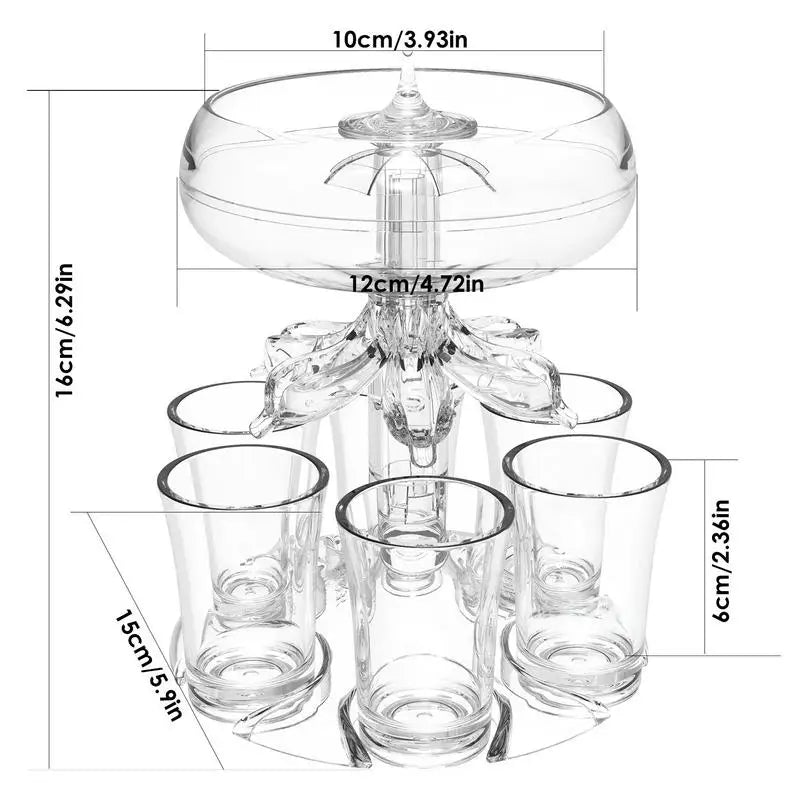 Party Drink Shot Dispenser with 6 Shot Glasses Set Acrylic Holder Drinking Game Tool Family Gathering Bar Wine Glass Set Zpaxo