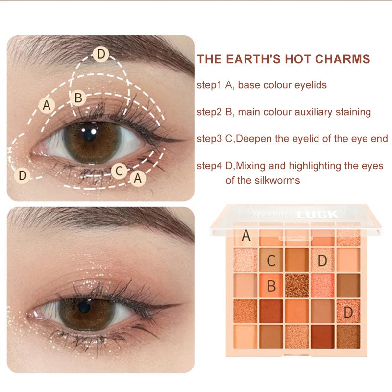 25Color Professional Eyeshadow Palette Eye Glitter Long Lasting Eye Shadow Pallet Korean Makeup Palette Eye Shadow for Beginner Zpaxo