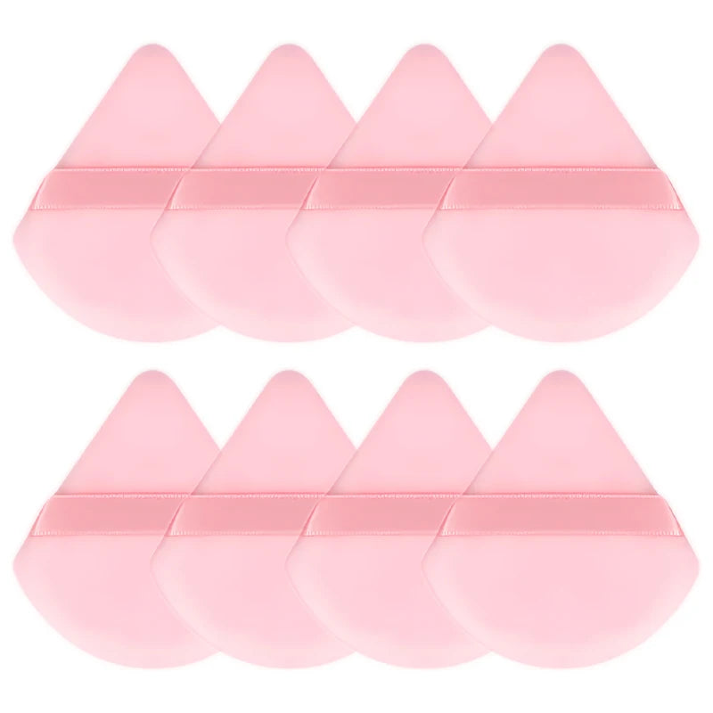 8Pcs Triangle Velvet Cosmetic Puff Make Up Sponges Wet Dry Use for Face Eye Contouring Shadow Cosmetic Foundation Makeup Tool Zpaxo 8PCS Pink