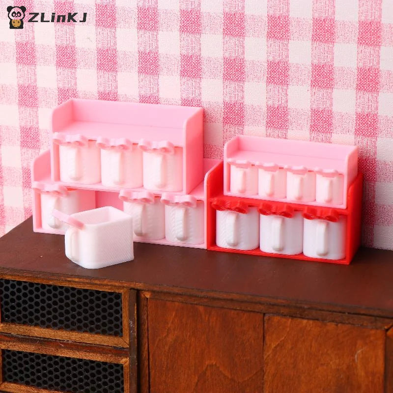 ▶1Pcs Mini Cartoon Seasoning Jar Model 1/12 Dollhouse Kitchen Decoration Dolls House Scene Accessories Pretend Play Toys Zpaxo