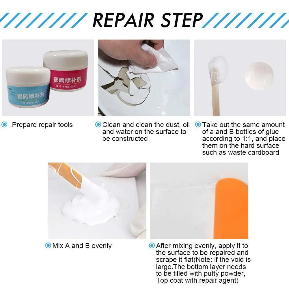 Tile Repair Paste Bathroom Tub Porcelain Repairing Tool Wall Zpaxo