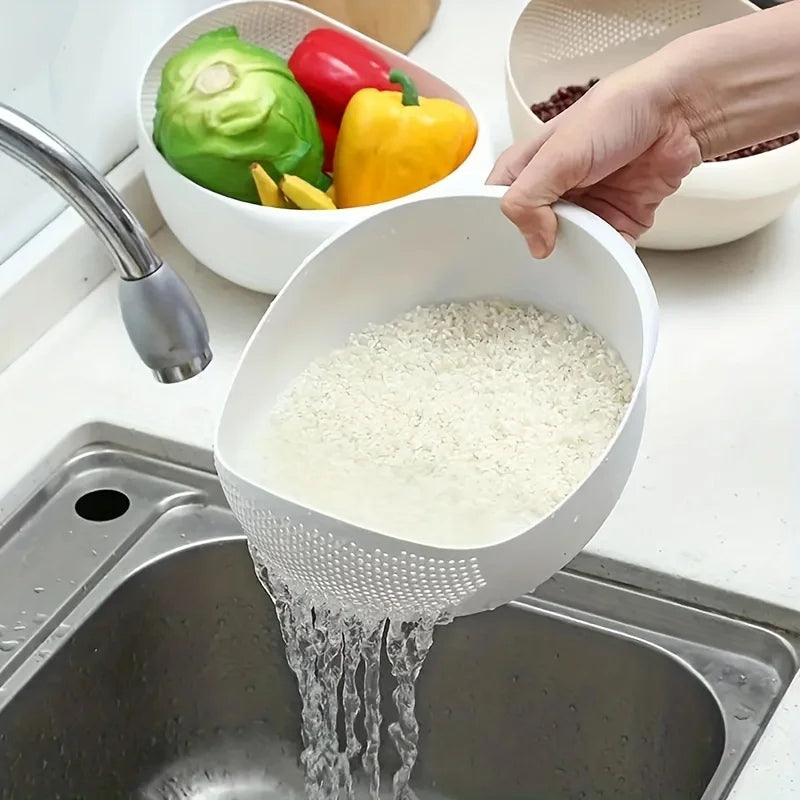 Kitchen Washing Basket Plastic Drainage Colander Rice Vegetables