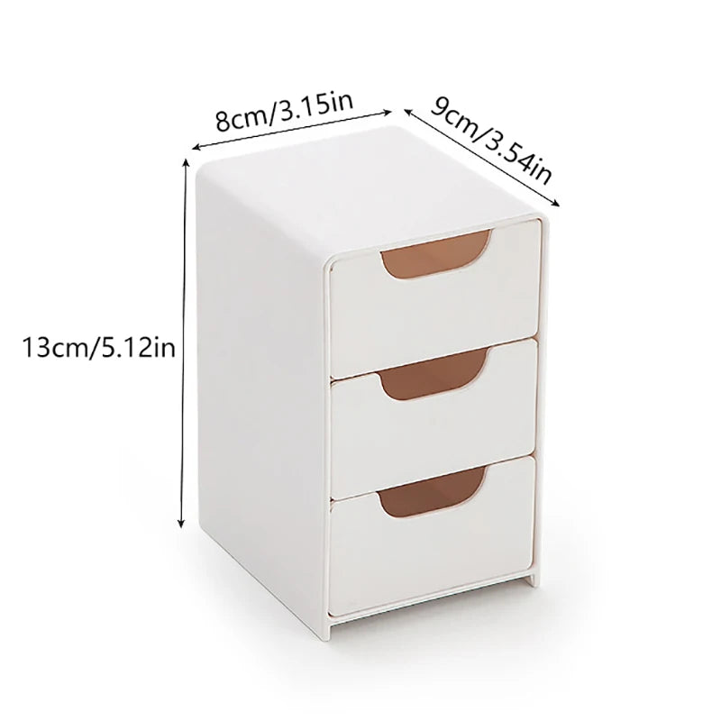 Simple 3-layer Drawer Desktop Mini Storage Box Multi-function Jewelry