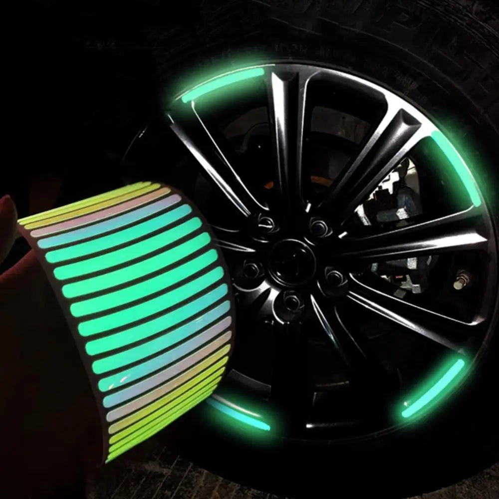 Decorative Strips Car Hub Reflective Sticker Motorcycle Wheel Sticker Safety Warning Sticker Tire Rim Reflective Stripes Zpaxo