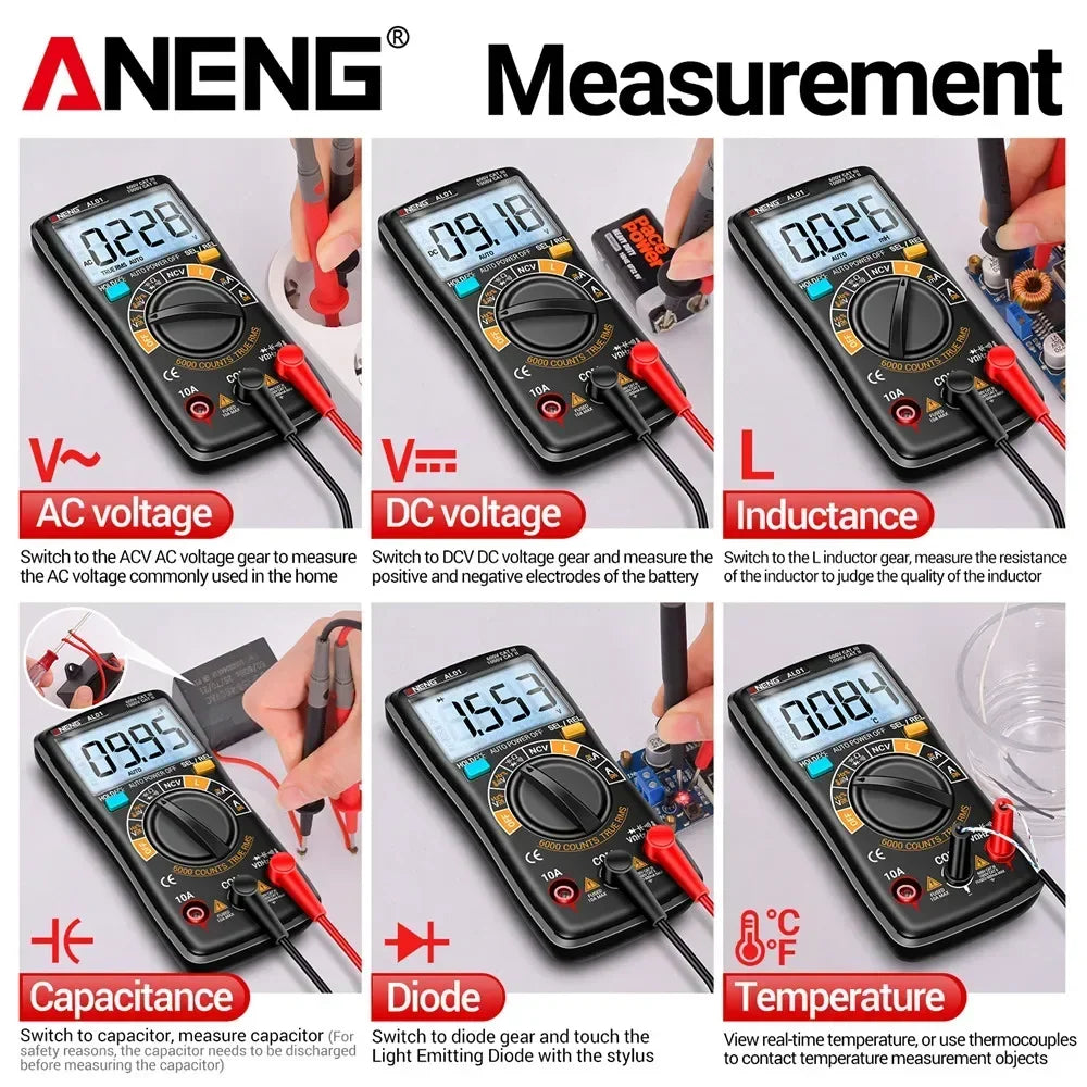 True RMS NCV Handheld 6000 Counts L Inductance Digital Multimeters