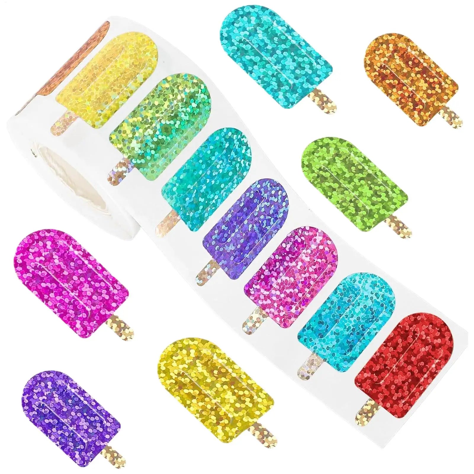 500Pcs Summer Popsicle Stickers – Self-Adhesive Party Decals Decorative Sticker Roll Zpaxo