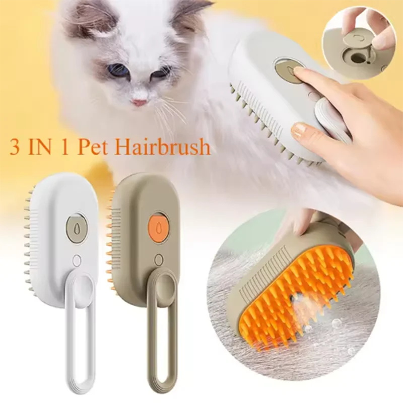 New Cat Dog Pet Spray Massage Brush One Button Steam Spray Folding Rotatable Floating Hair Bath Hair Removal Brush Comb Zpaxo