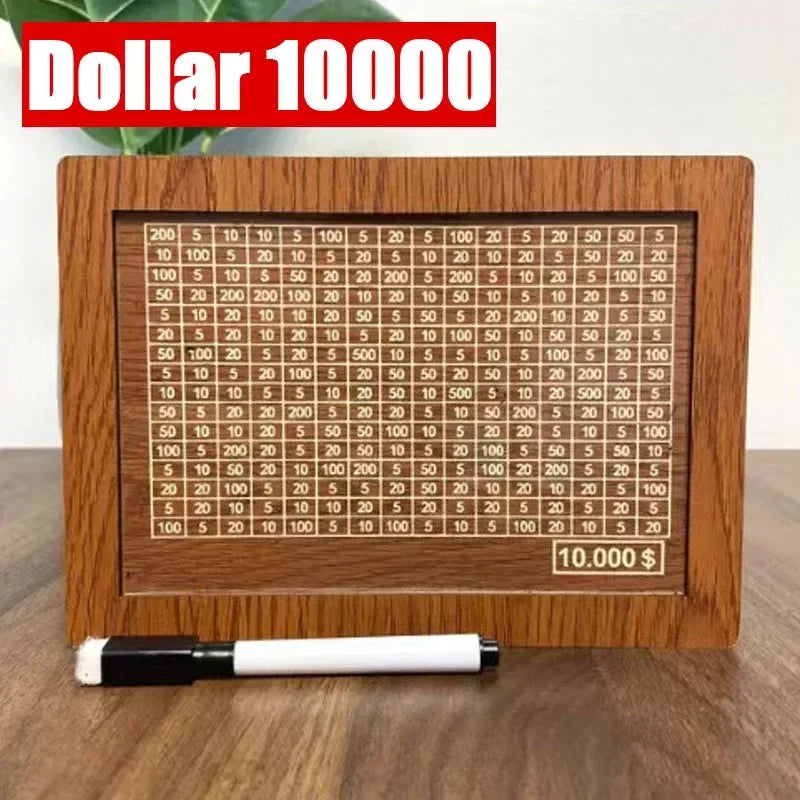 1PCS Money Box with Counter Money Saving Box Cash Vault Retro Style Wooden Piggy Bank Handmade Saving Money Goal for Child Adult Zpaxo 10000 USD