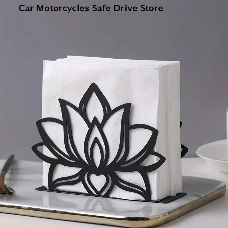 Elegant Metal Lotus Flower Napkin Holder Stylish Kitchen Dining