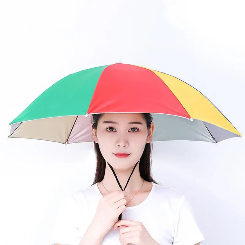 ▶1Pcs Head-mounted Umbrella Foldable Waterproof UV Protection Sun Rain Cap For Outdoor Fishing Camping Beach For Men Women Zpaxo A6