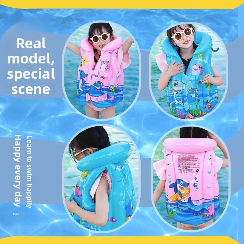 Infant Kids Inflatable Swimsuit Arm Rings Thickened Buoyancy Aid Vest