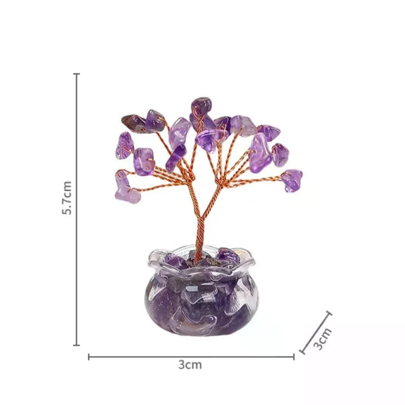 Office Desk Decor Cartoon Style Feng Shui Decoration Natural Yellow Crystal Money Tree Mini Ornament With Red Agate Zpaxo