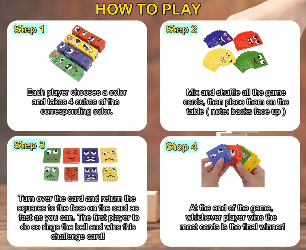 Face Changing Magic Cubes Game Expression Matching Block Puzzle Bell