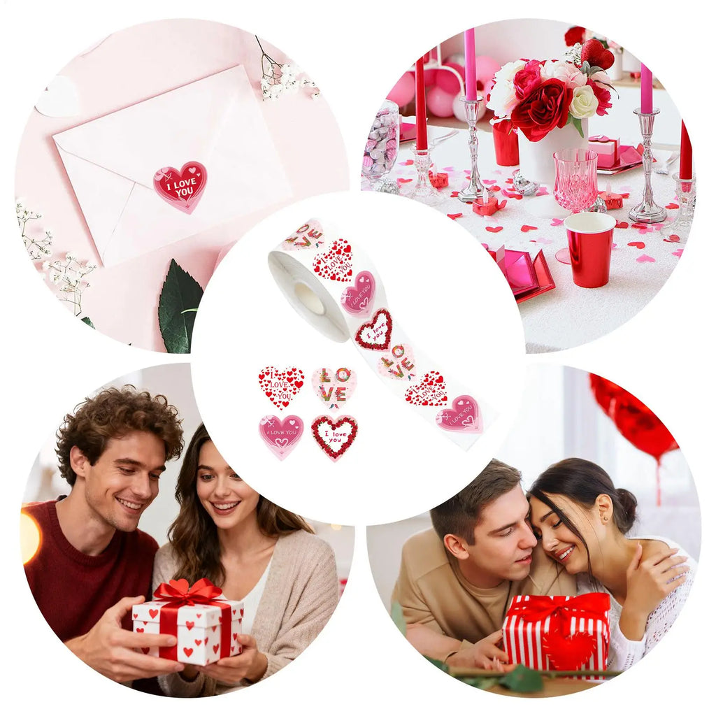 Heart Stickers For Kids Waterproof Seal Labels Self-Adhesive Heart-Shaped Stickers For Greeting Cards Journal Reward Classroom Zpaxo
