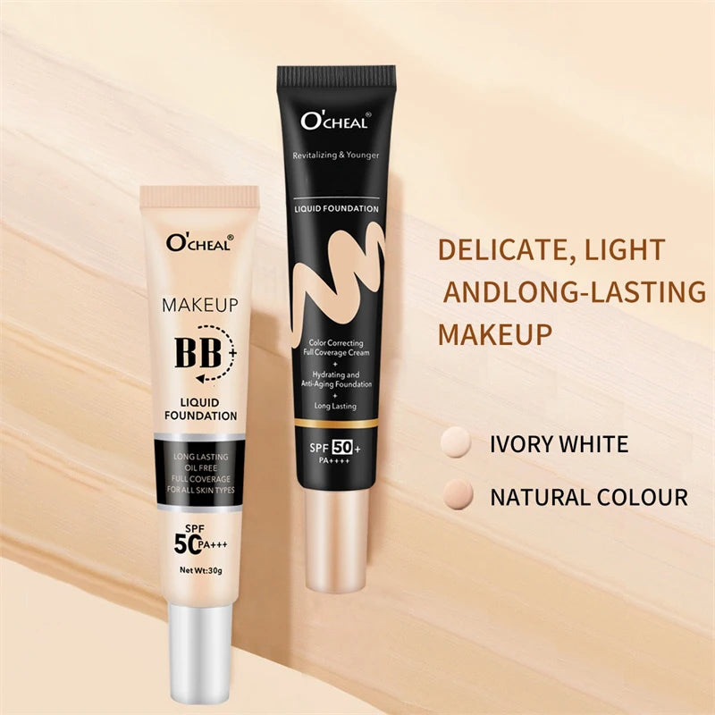 BB Cream Full Cover Face Base Liquid Foundation Makeup Waterproof Long Lasting Facial Concealer Whitening Cream Korean Make Up Zpaxo