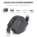 CAT6 RJ45 Network Cable 1m 2m Adjustable Retractable Lan Cord Black