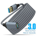 USB 3.0 Extension Cable Nylon Braided Male to Female Data Cord USB 3.0 Extender For PS3 PC Laptops Smart TV USB Cable Extension Zpaxo Gray 2m