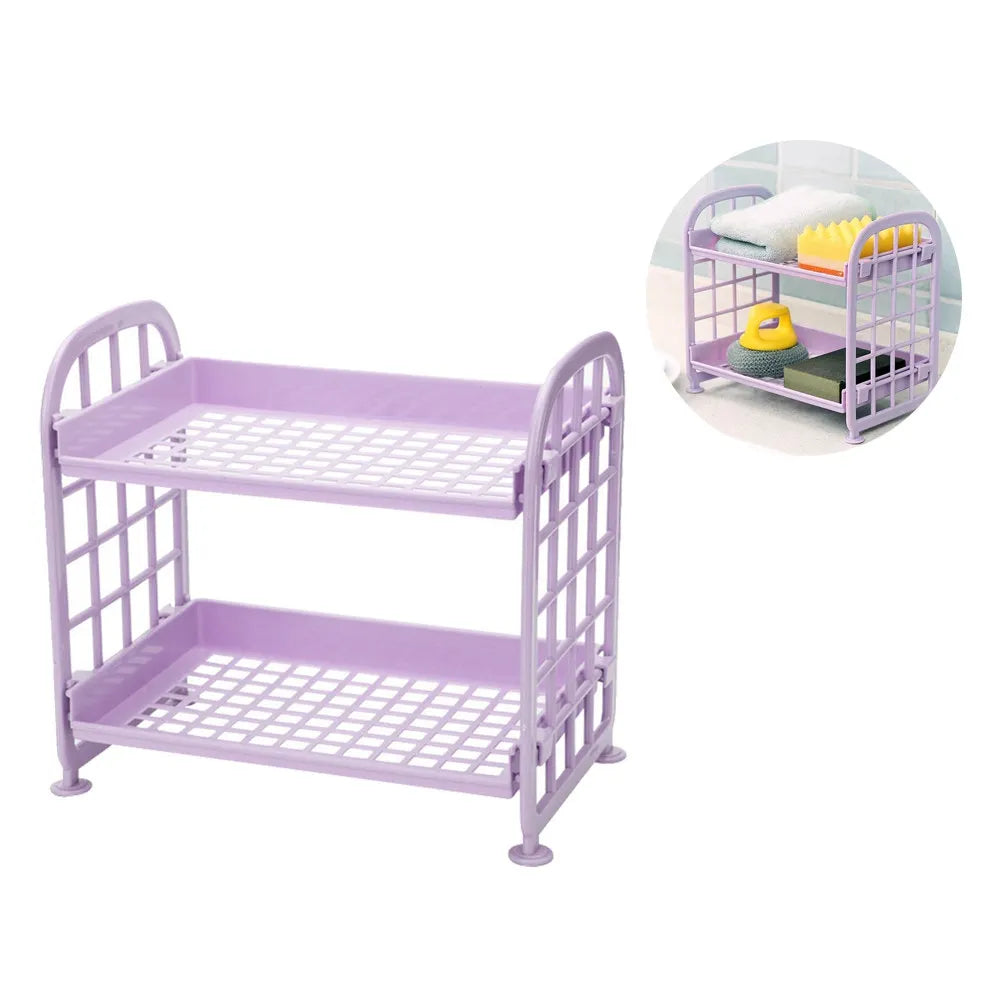 2 Layers Plastic Bathroom Storage Shelf Kitchen Countertop Organizer