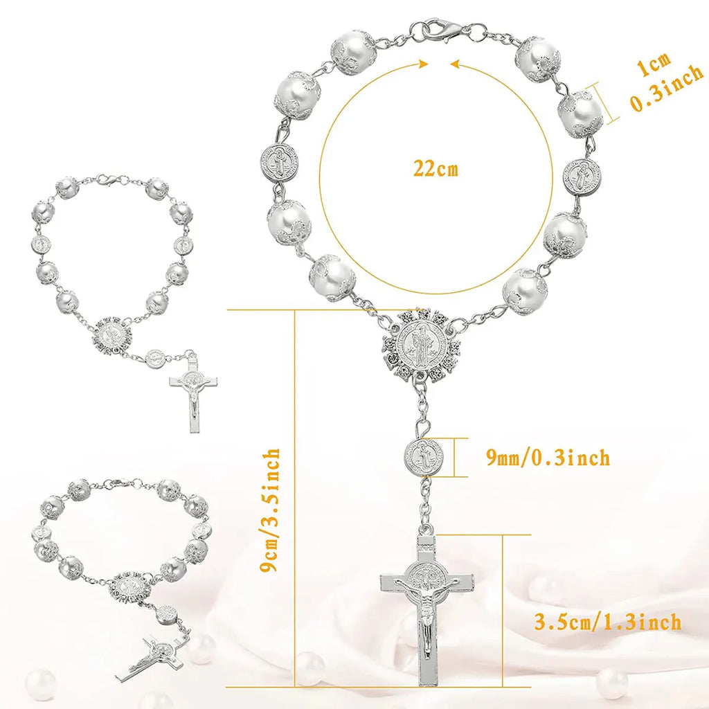 Car Ornaments Retro Imitation Pearl Cross Hanging Car Rear Hanging Auto Interior View Mirror Birthday Gift Auto Hanging Ornament Zpaxo
