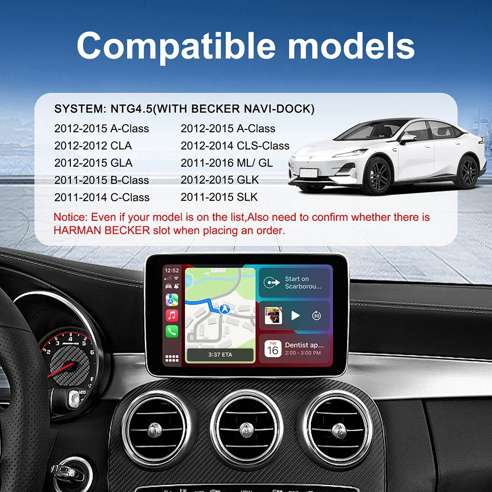 Wireless CarPlay Android Auto Adapter for Mercedes Benz A B C E CLA GLA GLK ML Sprinter NTG4.5 Becker Module Navigation Retrofit Zpaxo