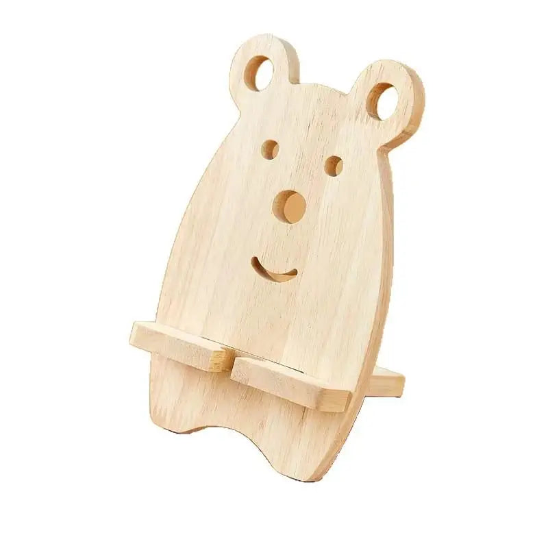 Wooden Foldable Phone Stand – Cartoon Desktop Holder