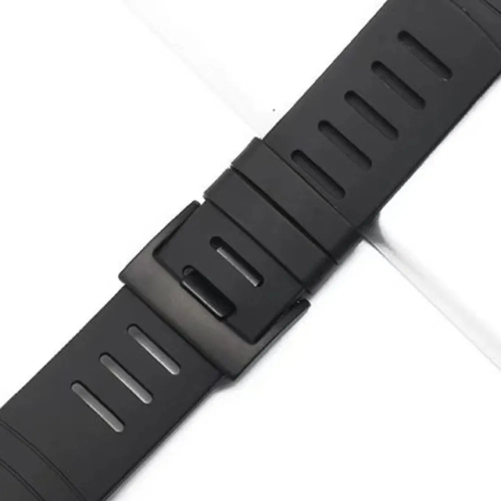 Black Watchband Silicone Band Rubber Watch Strap Loops Ring