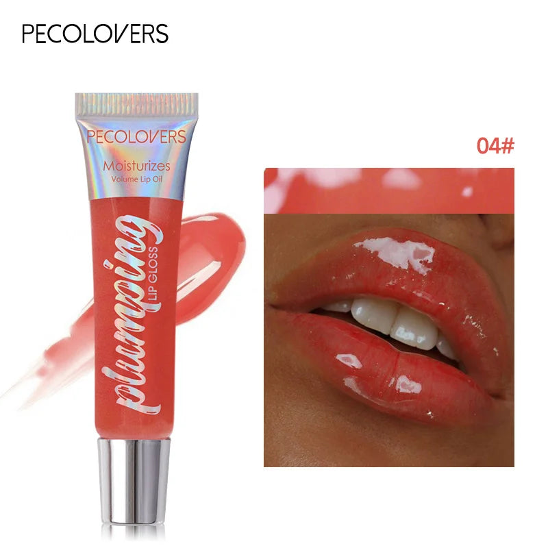 1PC Moisturizing Reducing Lip Lines Lip Gloss Lip Plumper Glitter Nutritious Liquid Lipstick Cherry Jelly Lip Oil Clear Lipgloss Zpaxo 04