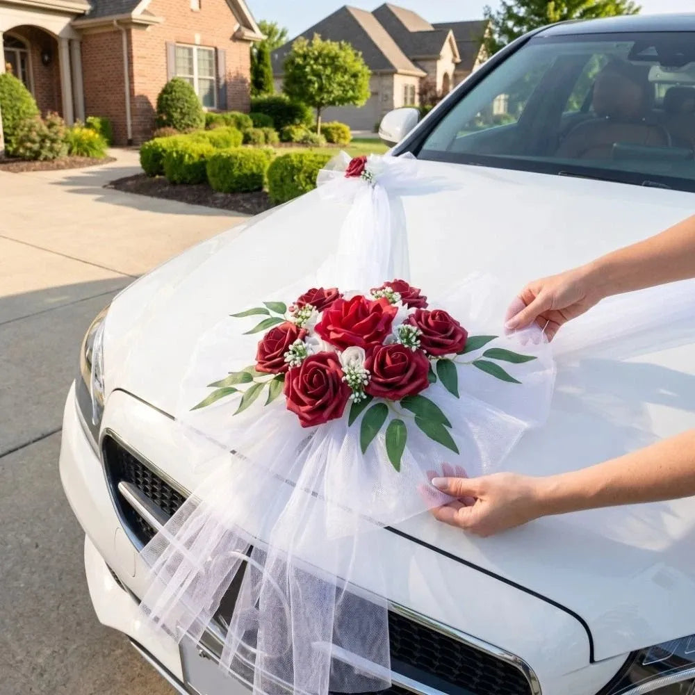 Multi-color Wedding Car Decoration Pollen-free Tulle Bow Artificial Zpaxo
