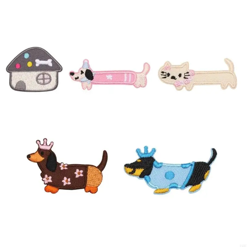 Dog Animal Embroidered Iron Fabric Patches Jackets Backpacks Dress Hat