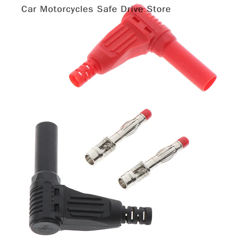 CM2Pcs Red+black Male Right Angle Insulation Banana Plug Multimeter