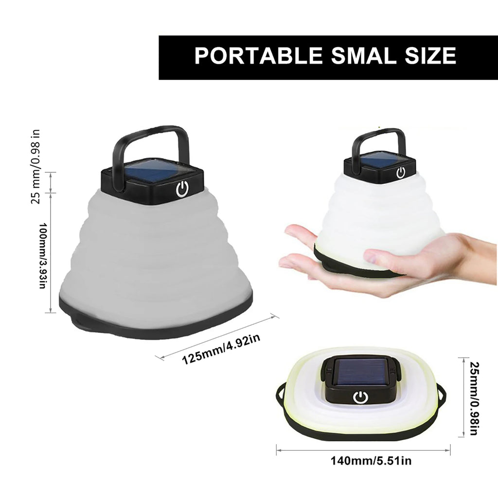 Solar LED Camping Lantern Light Portable USB Rechargeable Foldable Zpaxo
