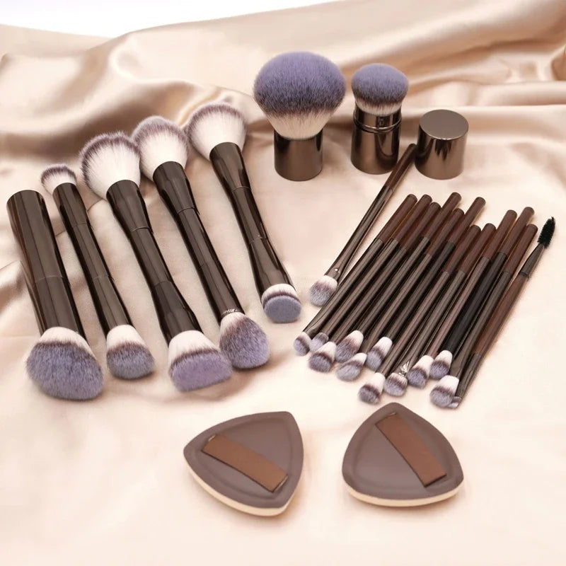 Professional Soft Aluminum Tube Makeup Brush Velvet Bag Foundation