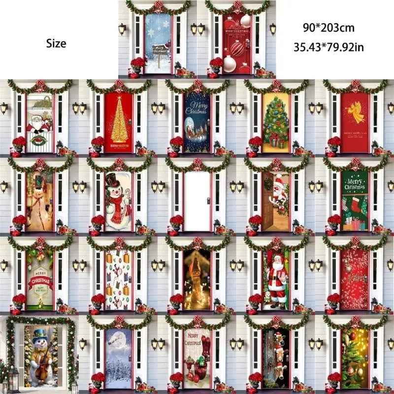 Christmas Holiday Door Cover Hanging Tapestry Year Party Decorations