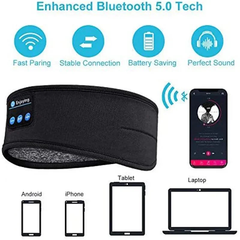 Fone Bluetooth Earphones Sports Sleeping Headband Elastic Wireless Headphones Music Eye Mask Wireless Bluetooth Headset Headband Zpaxo