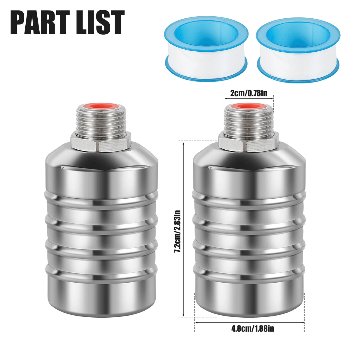 1/2 PCS Floating Ball Valve Automatic Water Level Control Valve 1/2 Stainless Steel Water Tank Valve Safe Water Tower Shutoff Zpaxo A 2 piece set