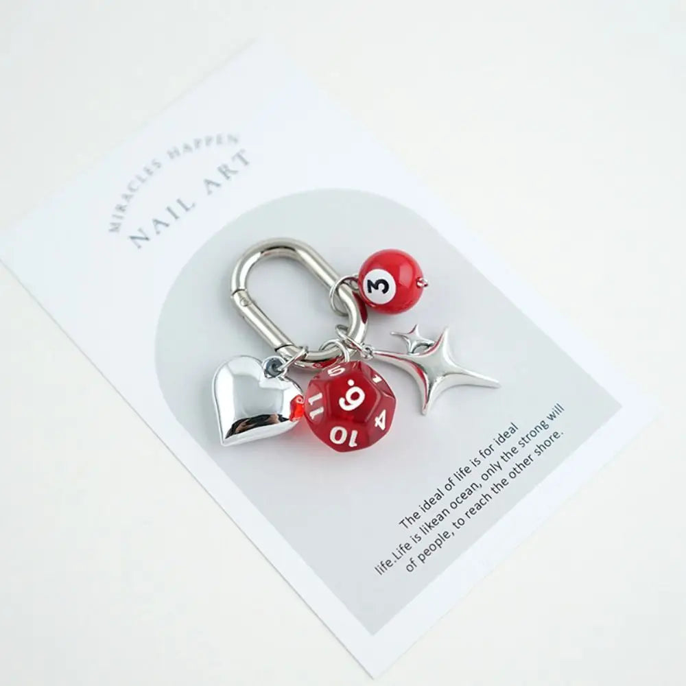 Fashion Billiard Pool Keychain Colorful Irregular Mini Billiards Keychains Ins Creative 12 Sides Cube Keyrings Zpaxo