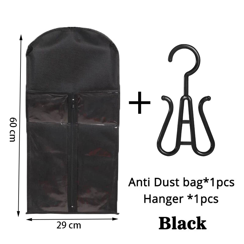 1Set Wig Storage Bag With Hanger Hair Bags With Plastic Hanger For Virgin Hair Black Wig Organizer Hangers For Multiple Wigs New Zpaxo black 1set