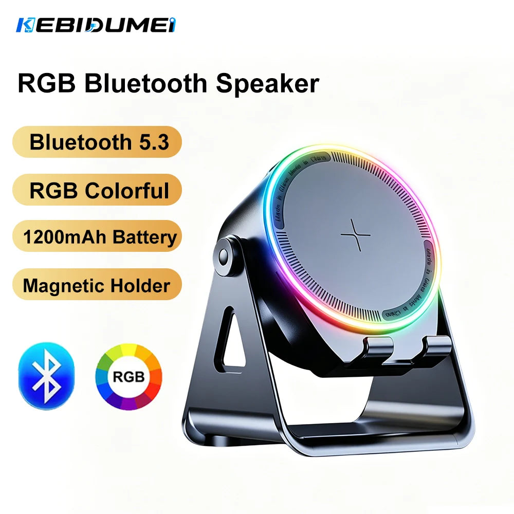 KEBIDUMEI RGB Magnetic Bluetooth 5 3 Speaker 1200mAh Phone Holder Zpaxo Bluetooth 5.3