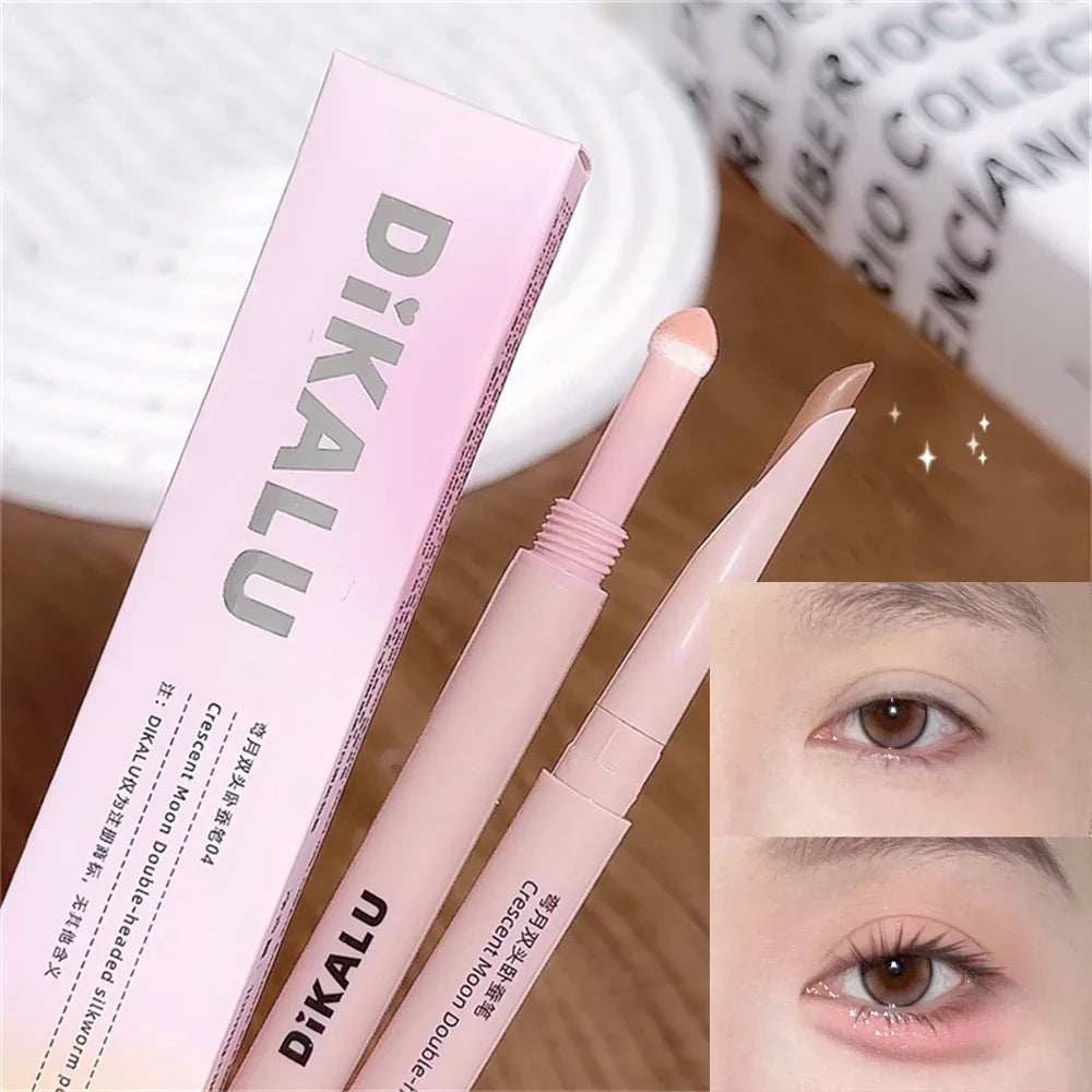 2-in-1 Lying Silkworms Eye Pencil Smudge-Proof Pink Shadow & Shimmer Highlighter Brighten Aegyo Sal Stick Korean Cosmetics Zpaxo