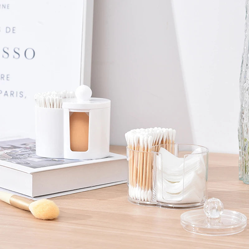 Makeup Organizer Multifunctional Photocard Idol Cards Storage Containers Dustproof Box Transparent Flip Cotton Swab Storage Box Zpaxo