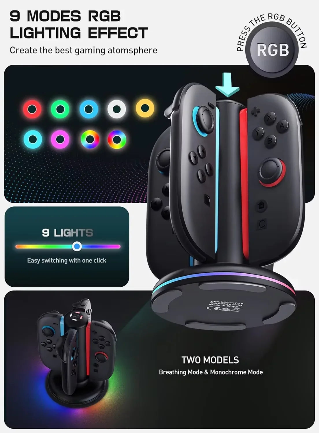 Controller Stand Fast Charging Dock 4-In-1 Charger Station Switch 2