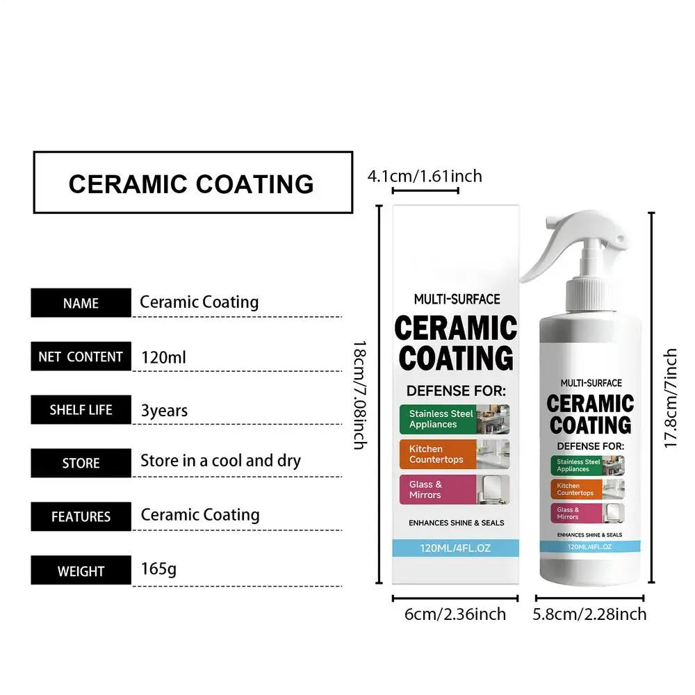 Ceramic Coating Spray Stainless Steel Glass Long Lasting Shine Seal