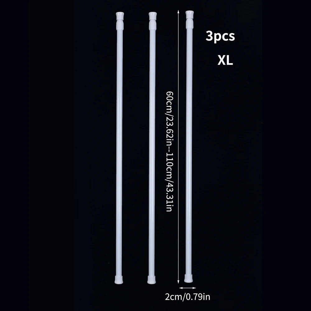 3Pcs Adjustable Tension Rods Extendable Wardrobe Rack Spring Curtain Rod for Bedroom Cupboard Organizer No Drilling Hanging Rods Zpaxo 3Pcs 60-110CM
