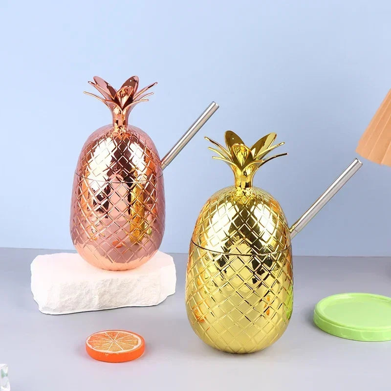 450ml Pineapple Cocktail Cup with Stainless Steel Straw Novelty Cocktail Cup Zpaxo