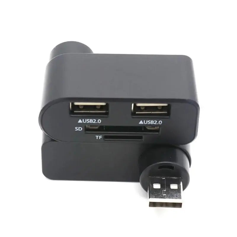 652F USB Hub 4 Ports USB2.0 Rotatable High Speed Splitter Power Adapter TF Reader Zpaxo