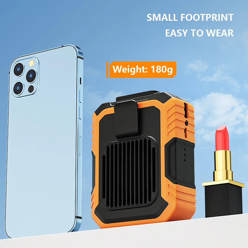 Portable Belt Fan 3 Speed 4000mAh Hands-free Fan USB Rechargeable Cooling Waist Fan Emergency Mobile Power Bladeless for Outdoor Zpaxo