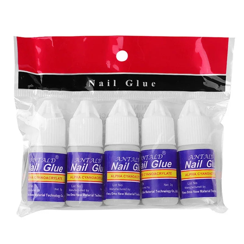 5pcs 3g Fast drying nail art glue tips glitter UV acrylic rhinestones decorations nail glue false tip multipurpose manicure tool Zpaxo China Mainland